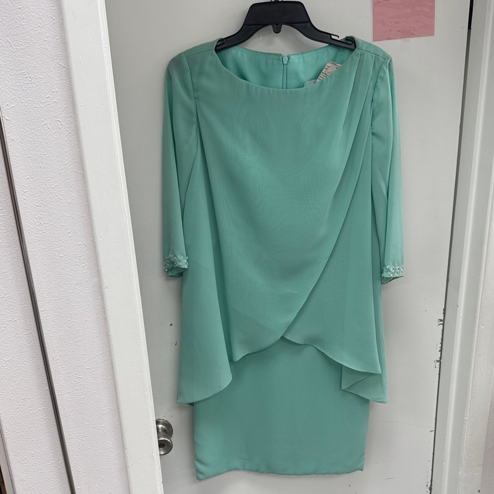 LanTing Mint Green Long Sleeve Dress Size 10 NWT
